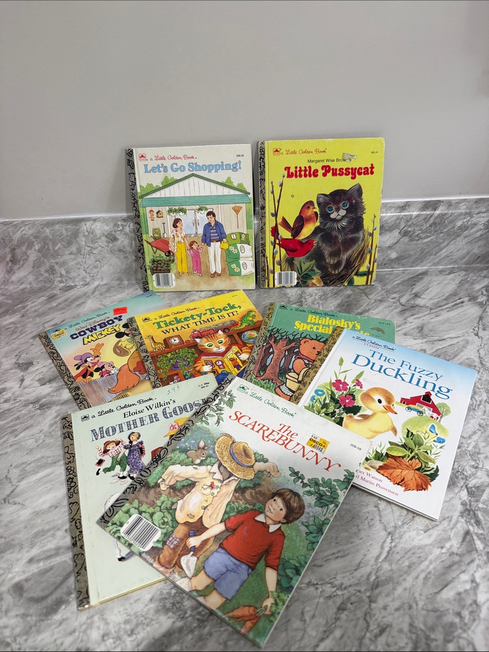 Vintage Little Golden Books Lot of 8 Mother Goose Cowboy Mickey Fuzzy Eloise